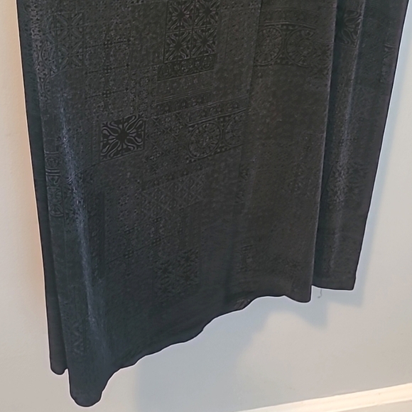 Women's 10 Vintage Black Geometric Floral Maxi Dress Slinky Stretchy Flattering - Picture 10 of 12